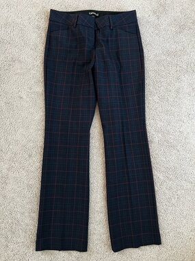 Express Editor Navy Plaid Dress Pants - Red Windowpane